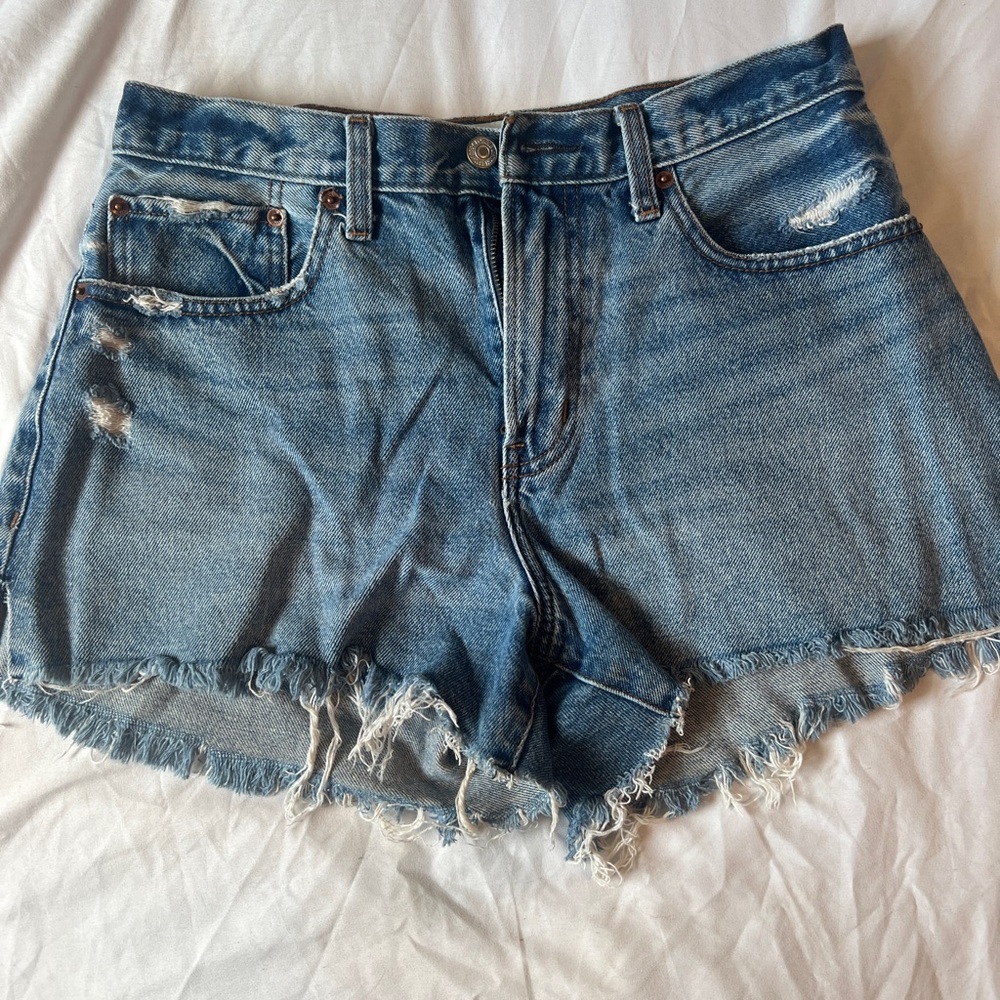 Abercrombie & Fitch Blue Jean Shorts Distressed Cut-Off